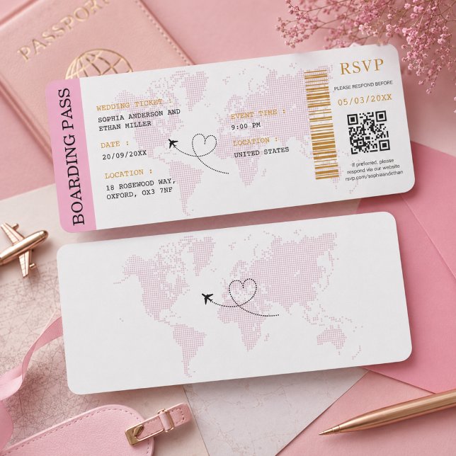 Convite Passagem de Embarque de Destino Bilhete de Avião C (Criador carregado)