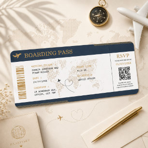 Convite Passagem de Embarque de Destino Casamento Bilhete