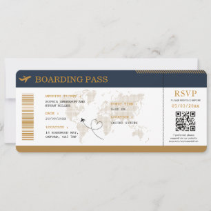 Convite Passagem de Embarque de Destino Casamento Bilhete 
