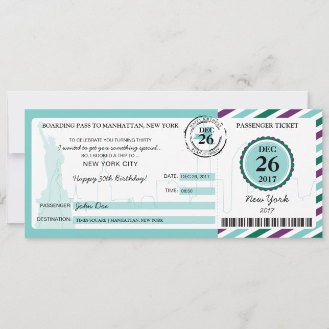 Convite Passagem de embarque de presente de Natal para NOV (Frente)