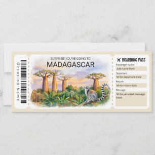 Convite Passagem de Embarque de Viagem para Madagascar Edi