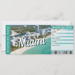 Convite Passagem de Embarque de Viagem Surpresa para Miami