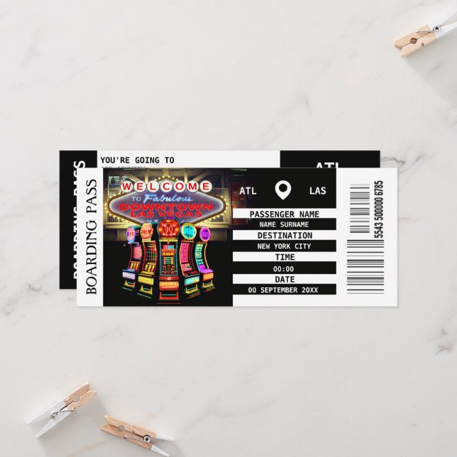 Convite Passagem de embarque em Las Vegas, meninas de fuga (Frente/Verso In Situ)