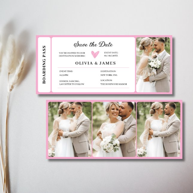 Convite Passagem de Embarque para Casamento de Destino Imp (Printable Destination Wedding Boarding Pass Invitation)