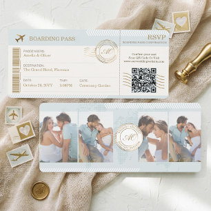 Convite Passagem de Embarque para Destino Foto de Casament