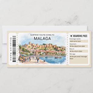 Convite Passagem de Embarque para Viagem a Málaga Espanha