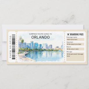 Convite Passagem de Embarque para Viagem a Orlando
