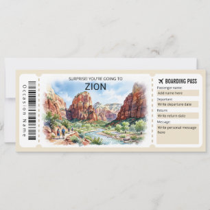 Convite Passagem de Embarque para Viagem ao Zion National