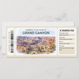 Convite Passagem de Embarque para Viagem no Grand Canyon
