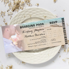 Convite Passagem de Embarque Praia Foto RSVP & Casamento