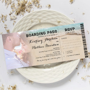 Convite Passagem de Embarque Praia Foto RSVP & Casamento