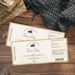 Convite Passagem de Embarque Surpresa Bilhete Trem Viagem