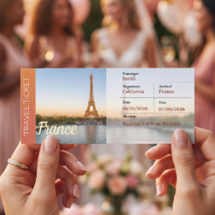 Convite Passagem de embarque surpresa de viagem à França