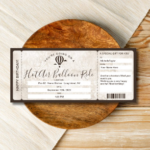 Convite Passagem de Embarque Surpresa Passeio de Balão de 