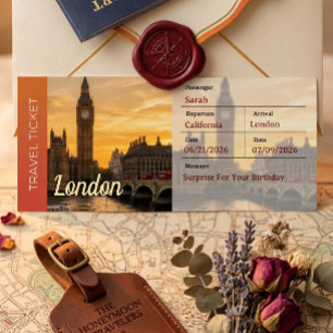 Convite Passagem de Embarque Surpresa Viagem a Londres