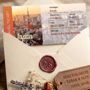 Convite Passagem de Embarque Surpresa Viagem ao Japão