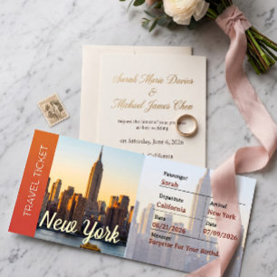 Convite Passagem de Embarque Surpresa Viagem Nova York