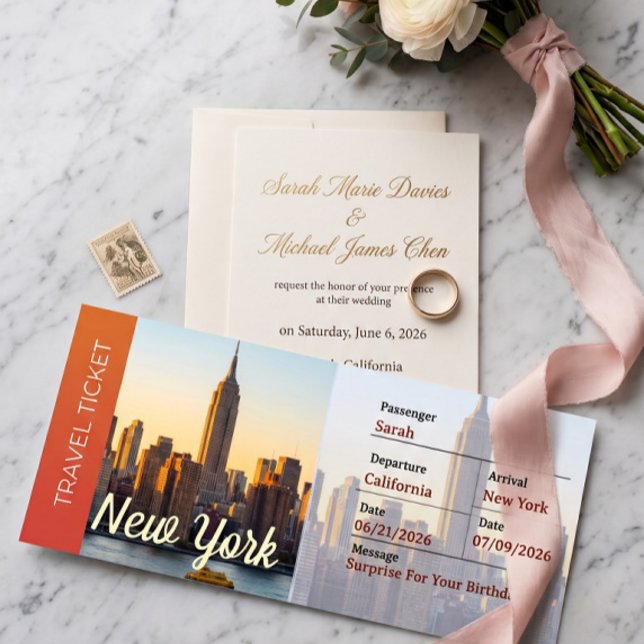 Convite Passagem de Embarque Surpresa Viagem Nova York (Criador carregado)