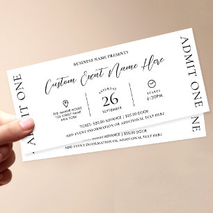 Convite Passagem de Entrada de Tíquete de Elegante Simples