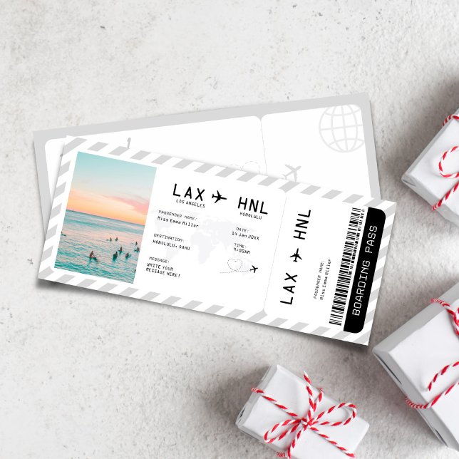 Convite Passagem de Plano de Viagem Surpresa Passagem de E ( Ticket Plane Surprise Trip Travel Boarding Pass Invitation)
