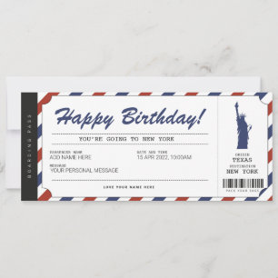 Convite Passagem de Viagem Surpresa para Nova York