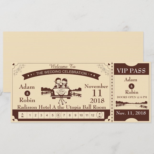Convite Passagem VIP de Casamento (Frente/Verso)