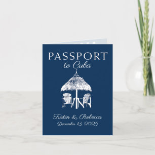 Convite Passaporte Azul de Casamento Cuba Save the Date