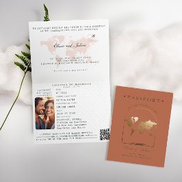 Convite Passaporte Boho Arco Terracota Casamento de Destin