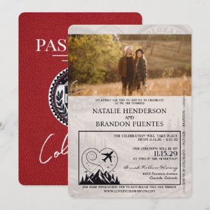 Convite Passaporte Casamento Colorado Vermelho