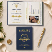 Passaporte Casamento de Destino Monograma Azul Mar