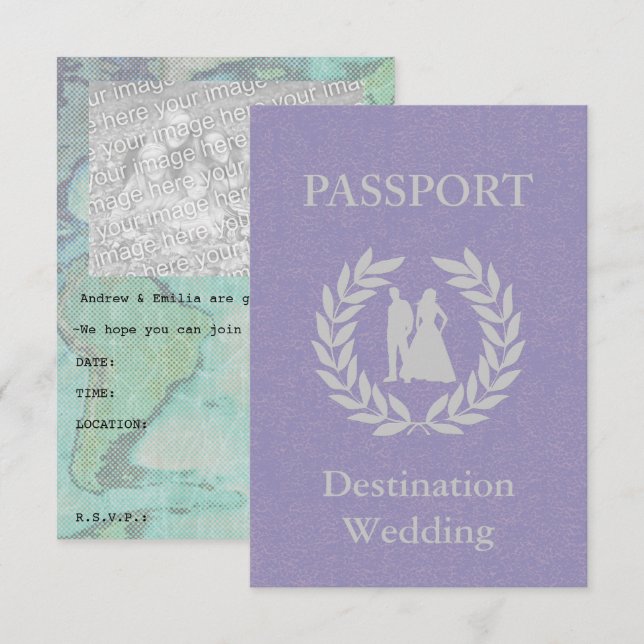 Convite passaporte casamento destino (Frente/Verso)