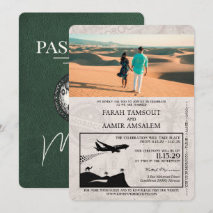 Convite Passaporte Casamento Marrocos Verde