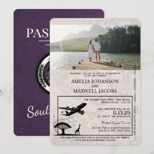 Convite Passaporte Casamento Violeta África do Sul