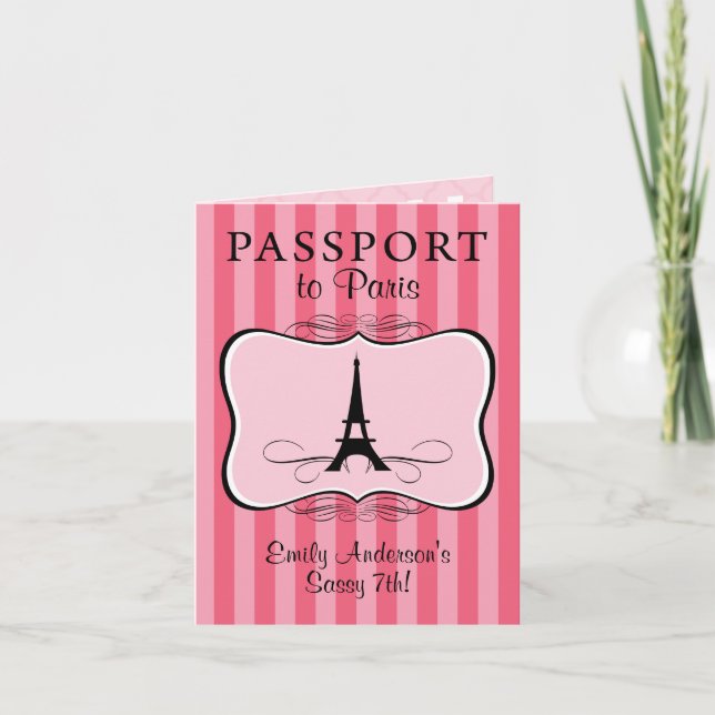Convite Passaporte de 7 Birthday Paris (Frente)
