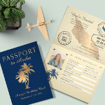 Convite Passaporte de Aniversário em Aruba com Azul Dourad<br><div class="desc">Convite de aniversário de passaporte de Aruba com azul dourado falso. Divirta-se enviando convite para suas férias de aniversário em Aruba! Palmeiras, mapa de Aruba e divertidos selos de passaporte em cores azul escuro e elementos em dourado falso. Se você quiser um determinado local ou esquema de cores, envie um...</div>