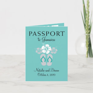 Convite Passaporte de Casamento Azul Turquesa e Cinza Negr