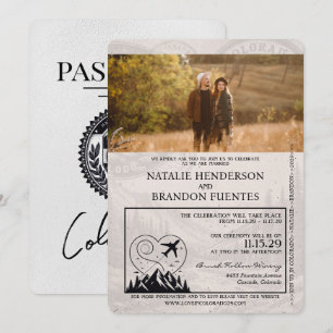 Convite Passaporte de Casamento Colorado Branco