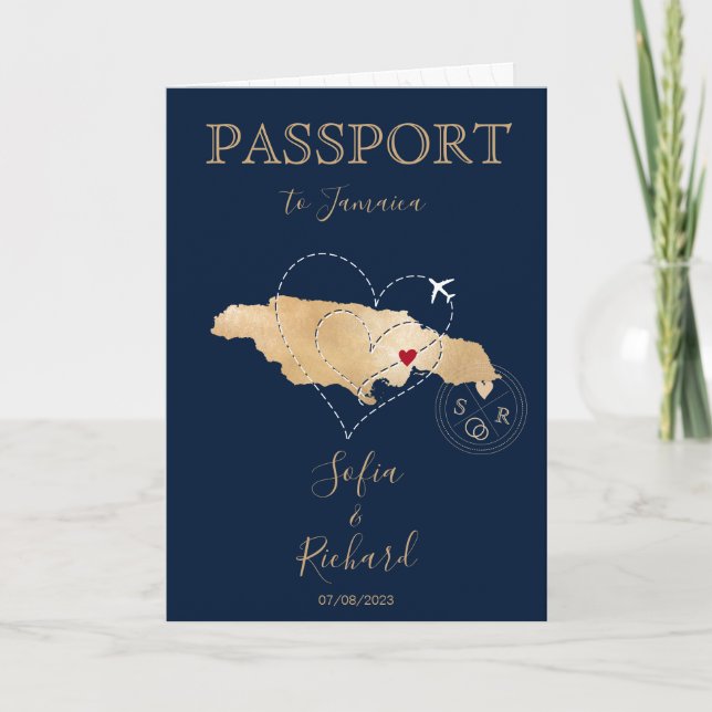 Convite Passaporte de Casamento de Destino de Coração da J (Frente)