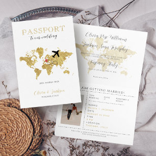 Convite Passaporte de Casamento de Destino Mapa Mundial Do