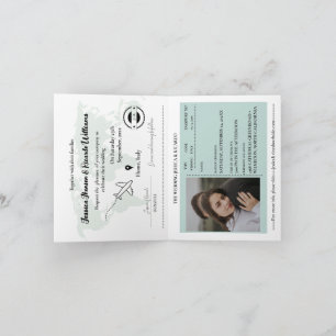 Convite Passaporte de Casamento de Destino Verde S