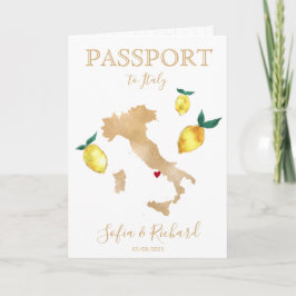 Convite Passaporte de Destino de Casamento Dourado Capri I
