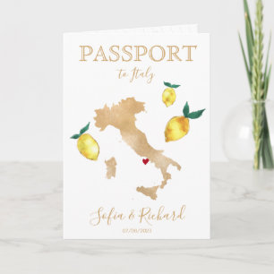 Convite Passaporte de Destino de Casamento Dourado Capri I