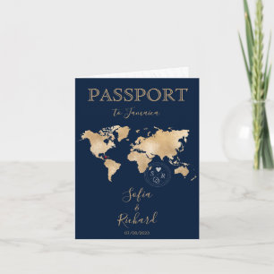 Convite Passaporte de Destino de Casamento na Jamaica Mapa