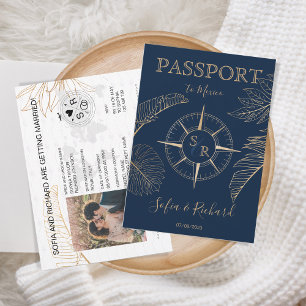 Convite Passaporte de Destino Palm Compass Monograma