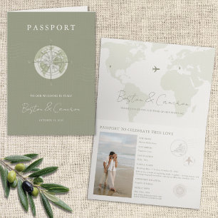Convite Passaporte de Viagem para Casamento na Itália Eleg