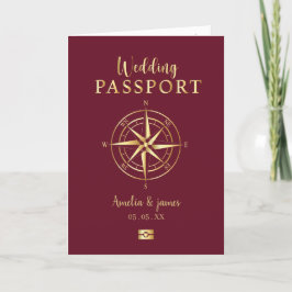 Convite Passaporte Destino Compass Casamento Ouro Faux