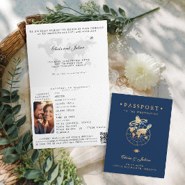 Convite Passaporte Falso Dourado Casamento no México no De