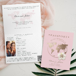 Convite Passaporte Hibisco Casamento Tropical de Destino
