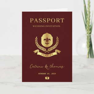 Convite Passaporte Mapa Mundial Destino de Casamento Elega