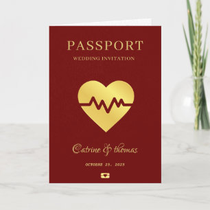 Convite Passaporte Mapa Mundial Destino de Casamento Verme